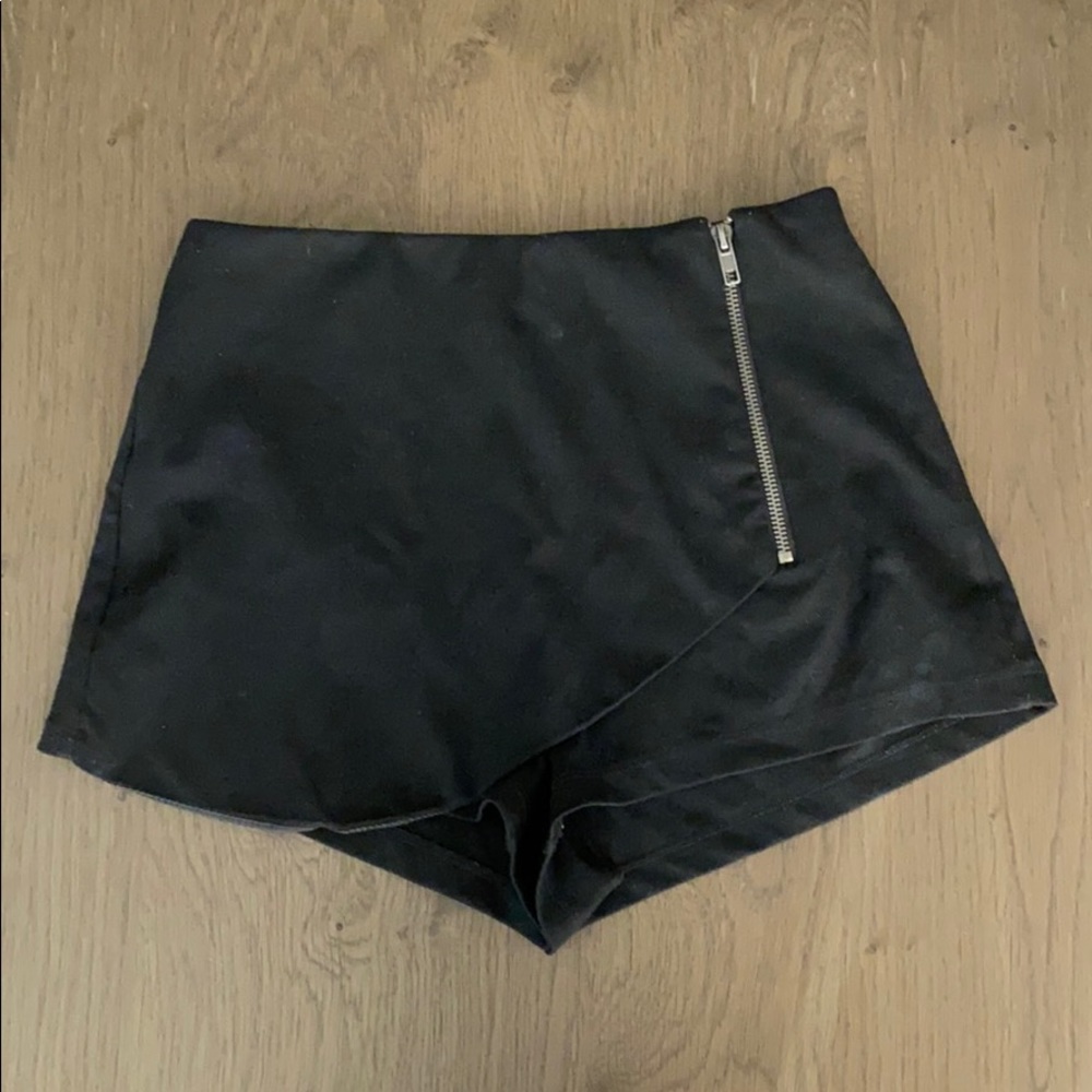Black Zip Half Skort